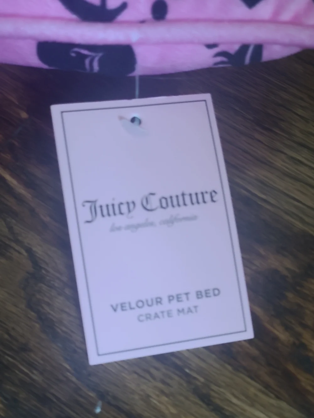 Juicy Couture Pink Velour Pet Bed with Monogram JC Logo and Heart Pattern